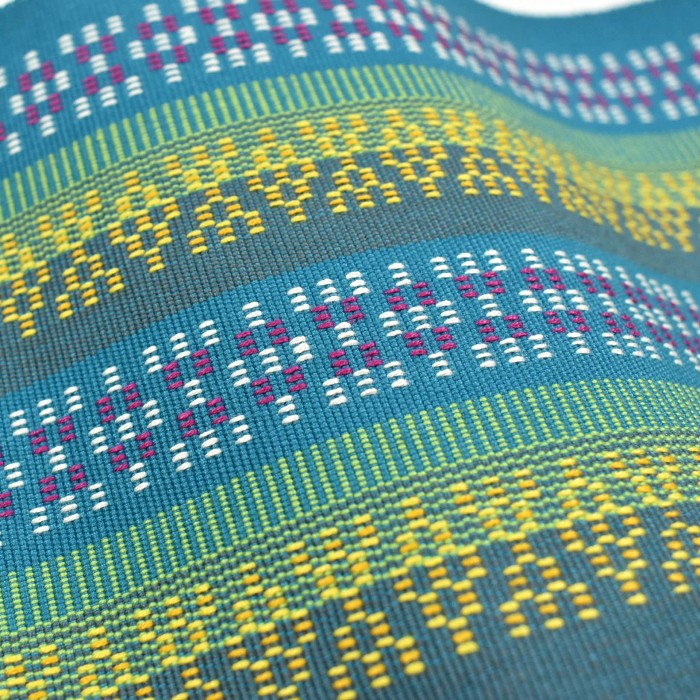 知花花織 半幅帯 青緑×黄｜沖縄の伝統織物 花織 帯 | hanaito